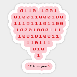 Binary Code I Love You Sticker